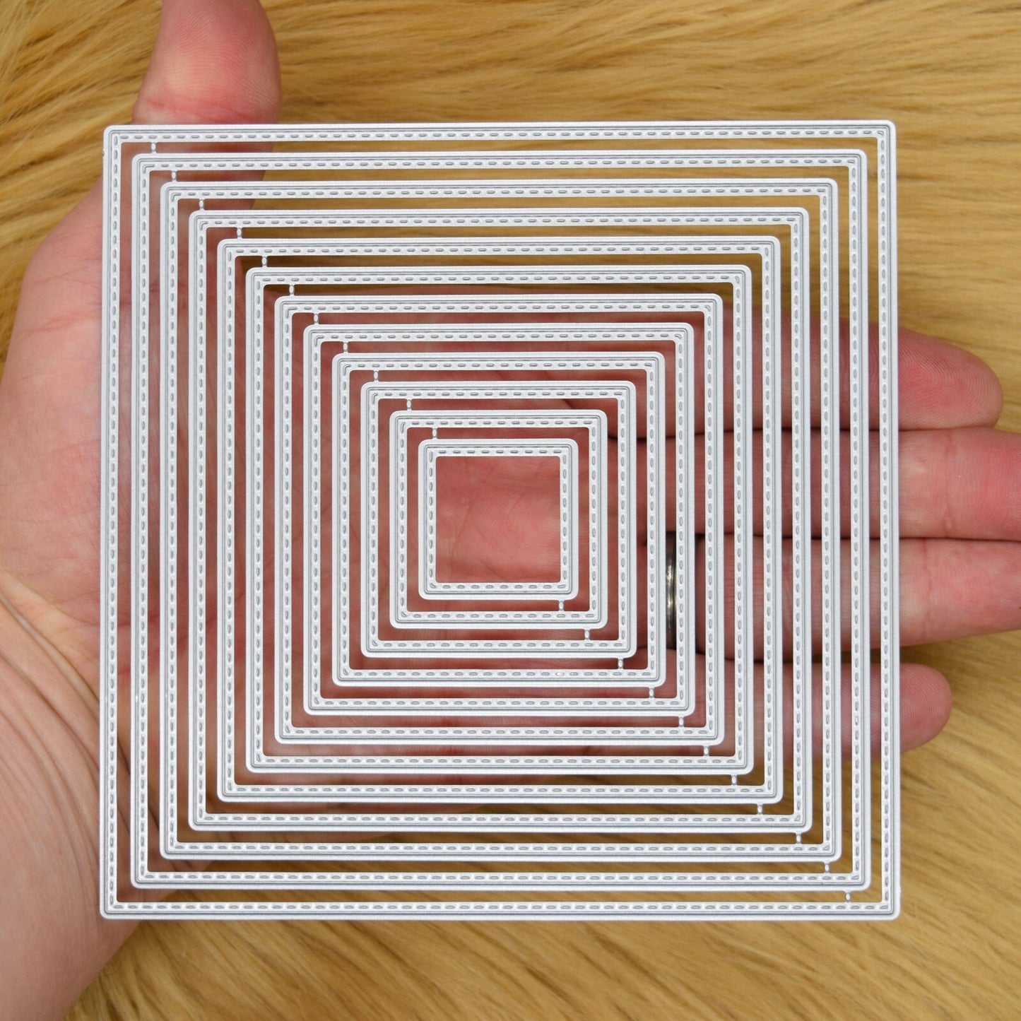 Nest of 12 Square Stitch Patterned Metal Cutting Dies Card Making *UK SELLER* G6