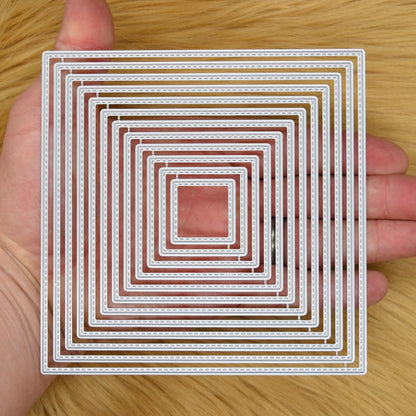 Nest of 12 Square Stitch Patterned Metal Cutting Dies Card Making *UK SELLER* G6