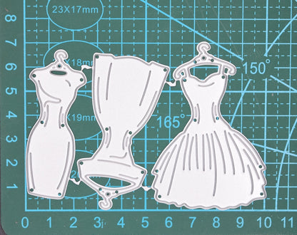 3 Retro Dresses On Hangers Metal Cutting Dies, Card Making, Paper Crafts, A8