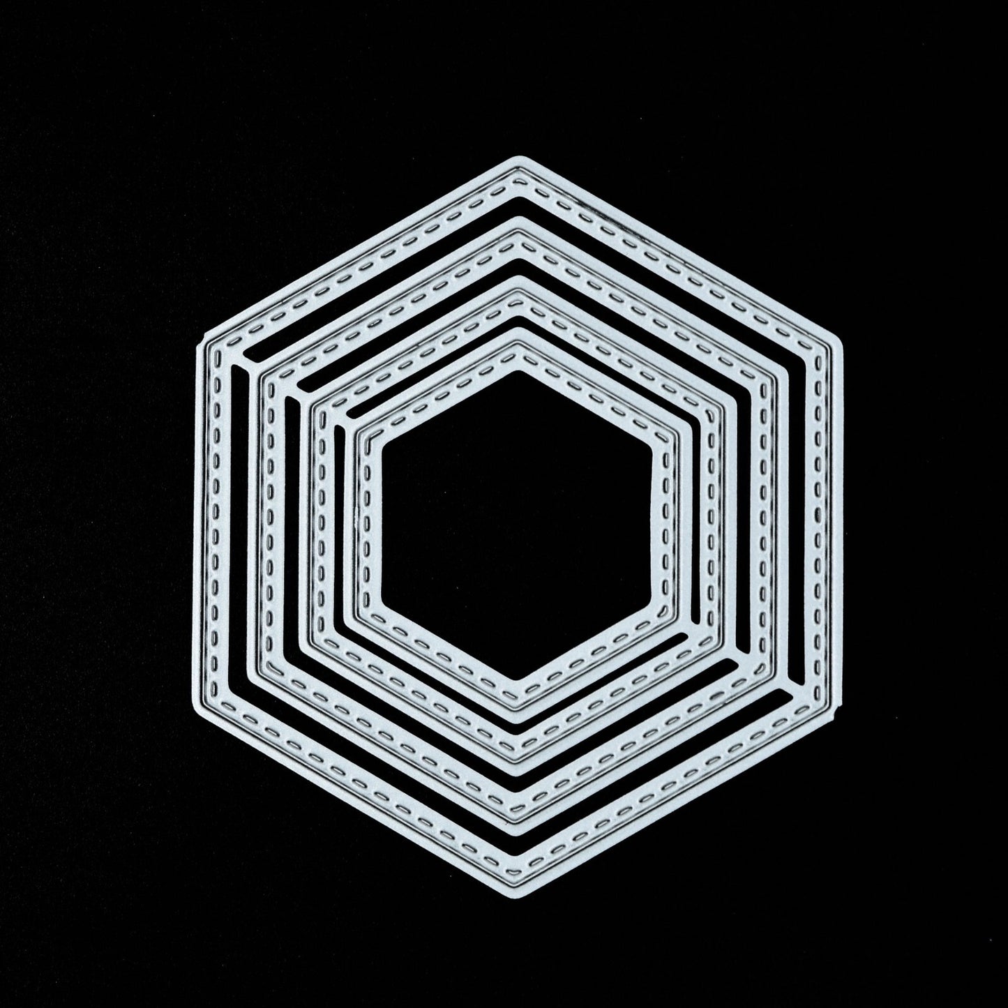 Nest of 4 Hexagon Stitch Patterned Metal Cutting Dies, Card Making, Crafts, J1