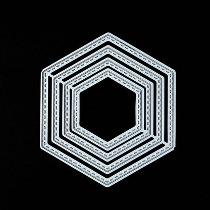 Nest of 4 Hexagon Stitch Patterned Metal Cutting Dies, Card Making, Crafts, J1
