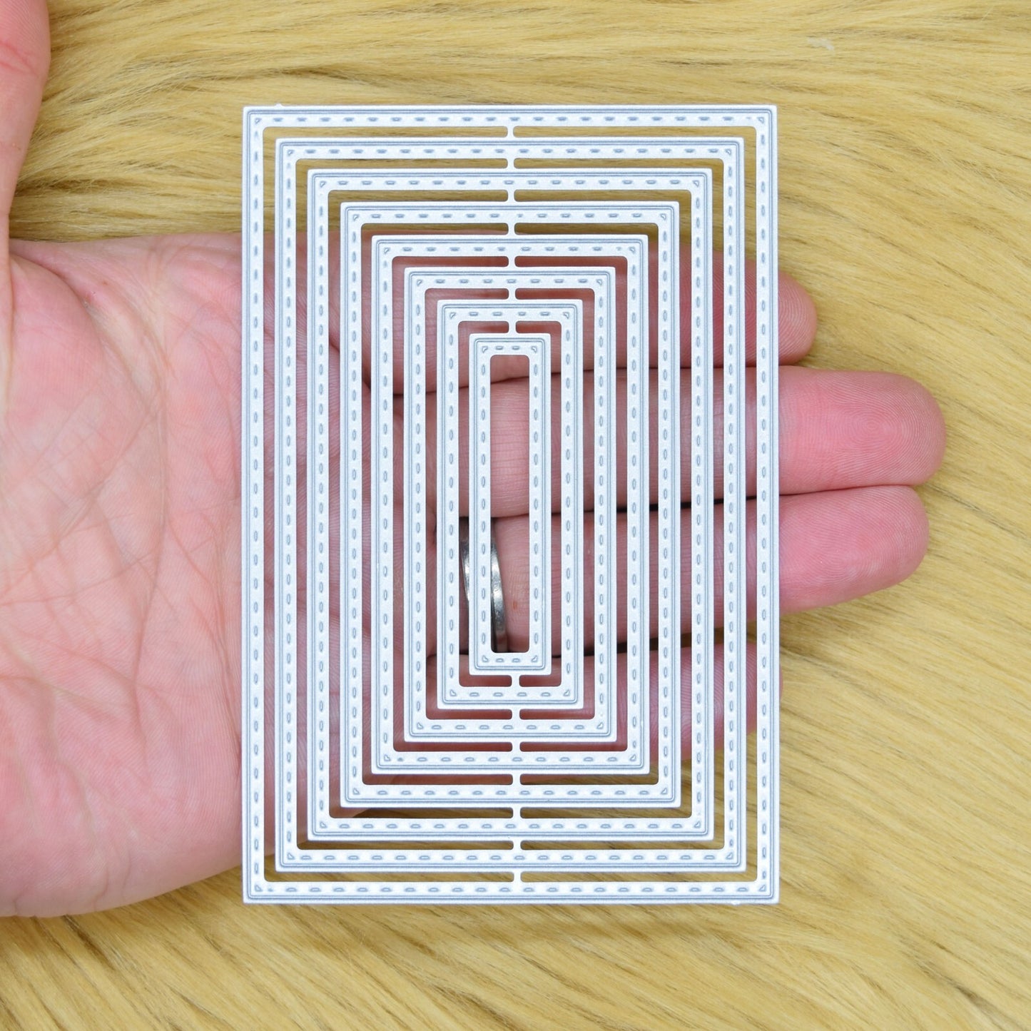 Nest of 8 Rectangle Stitch Patterned Metal Cutting Dies, Card Making, Crafts E3