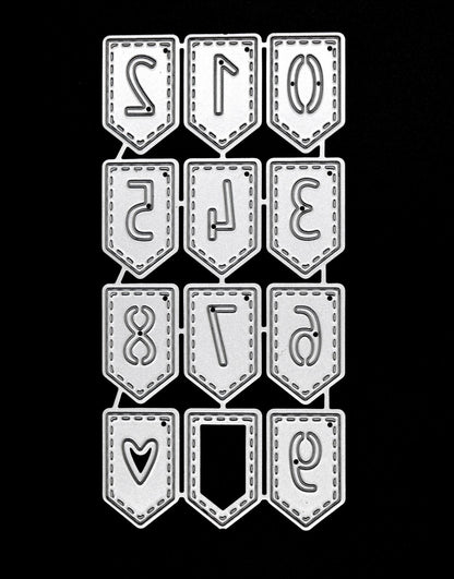 Numbers in Bunting Metal Cutting Dies Set, Card making, Paper Crafts F1