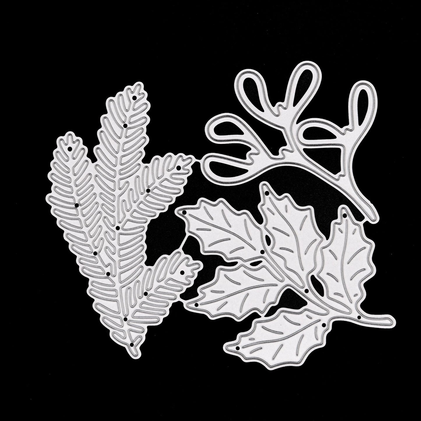 Holly, Pine and Mistletoe Leaves Metal Cutting Dies, Card Making, Christmas, E6
