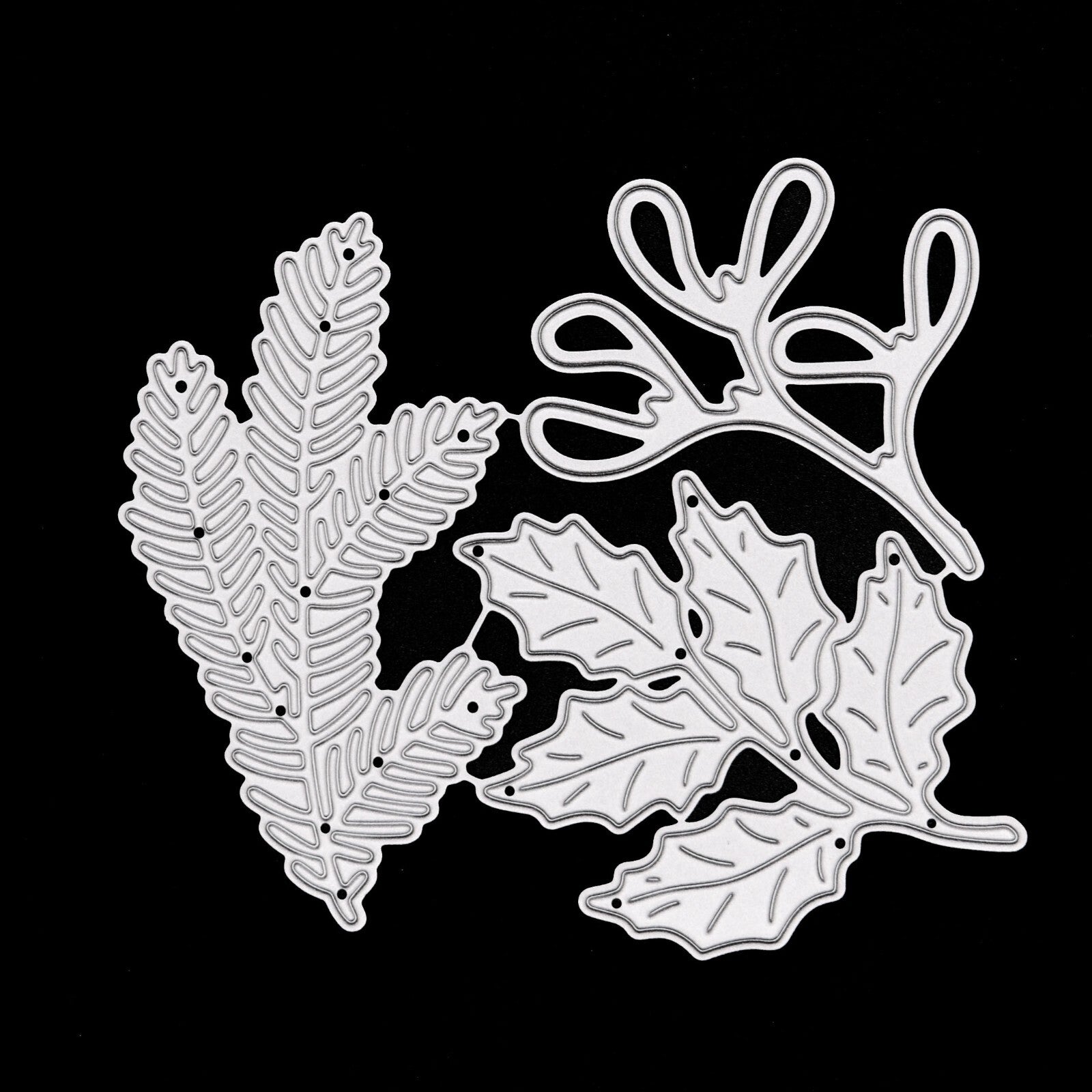 Holly, Pine and Mistletoe Leaves Metal Cutting Dies, Card Making, Christmas, E6