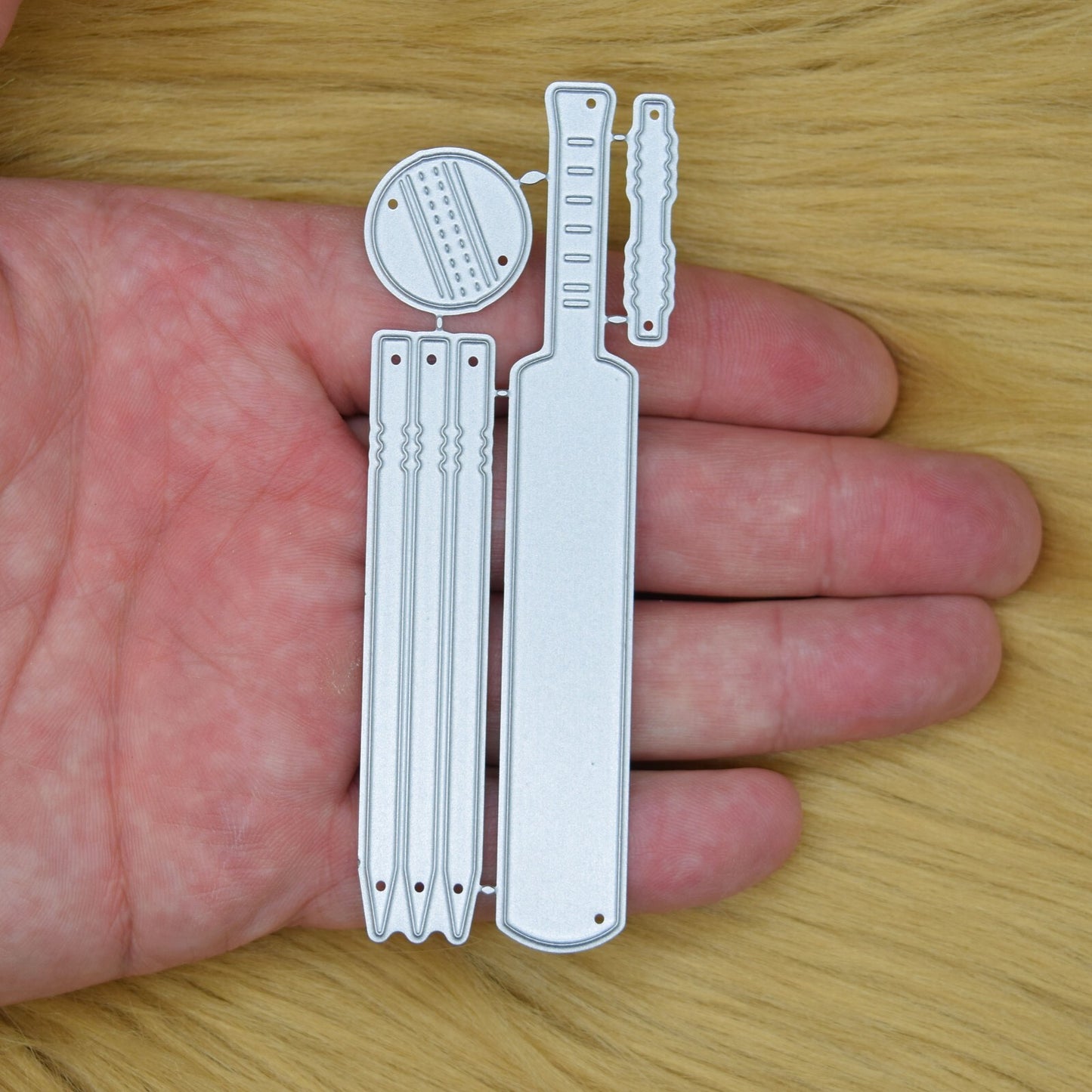 Cricket Bat, Stumps, Ball & Bails Metal Cutting Dies, Male, Sport Card Making F1