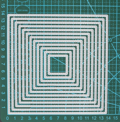 Nest of 12 Square Stitch Patterned Metal Cutting Dies Card Making *UK SELLER* G6