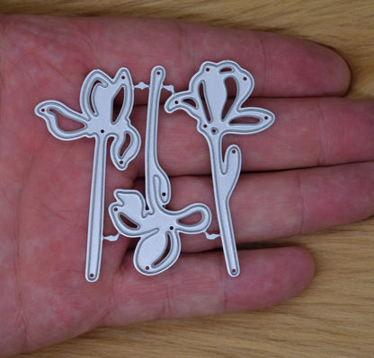 3 Iris Flowers Metal Cutting Dies, Stencil Cutters, Card making, Scrapbooking A9