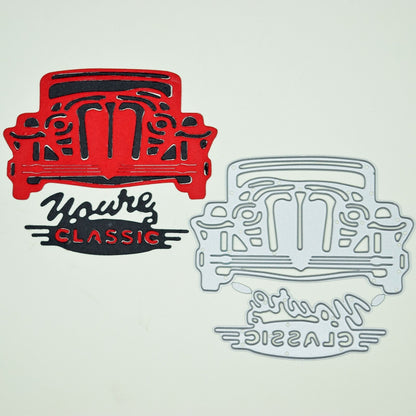 Retro Car + "You're A Classic" Sentiment Metal Cutting Die, Birthday, Crafts, F9