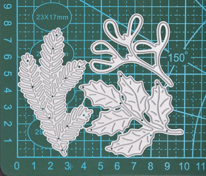 Holly, Pine and Mistletoe Leaves Metal Cutting Dies, Card Making, Christmas, E6