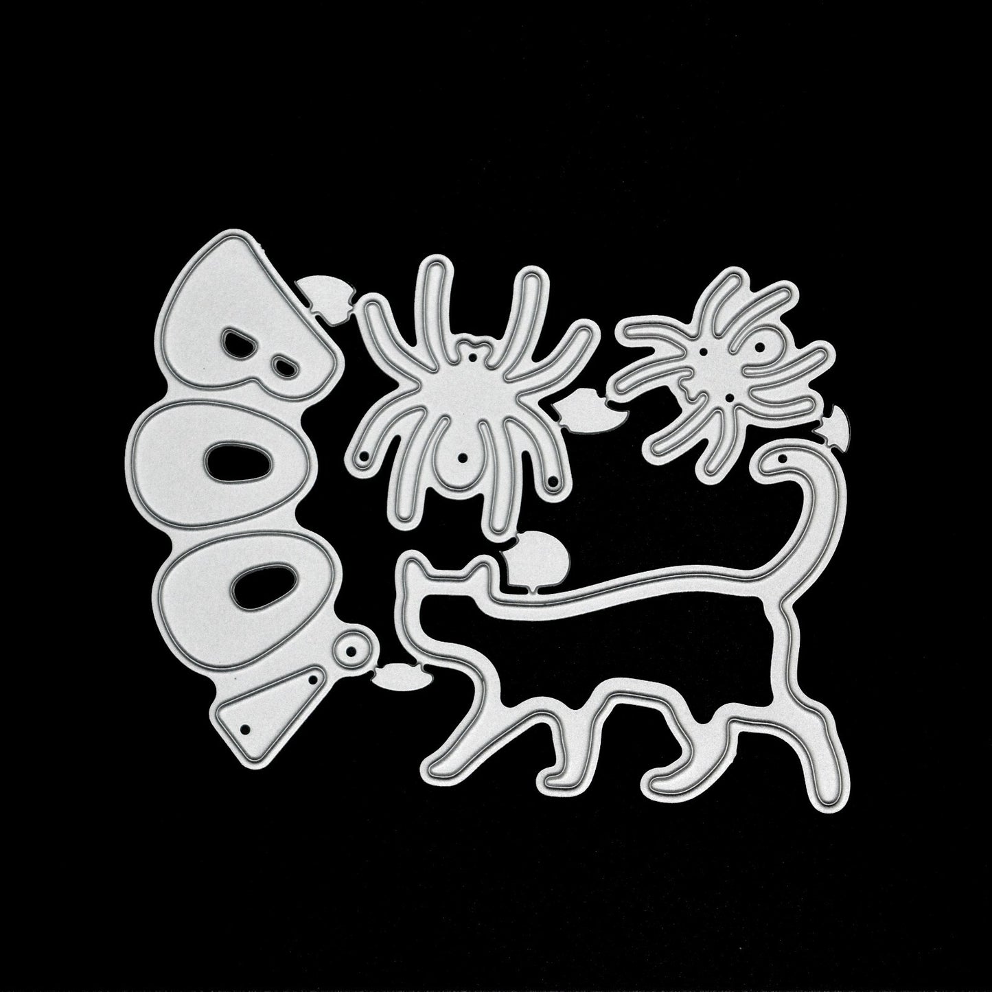 2 Spiders, Cat & "BOO!" Metal Cutting Dies Set, Halloween, Card making Crafts F9