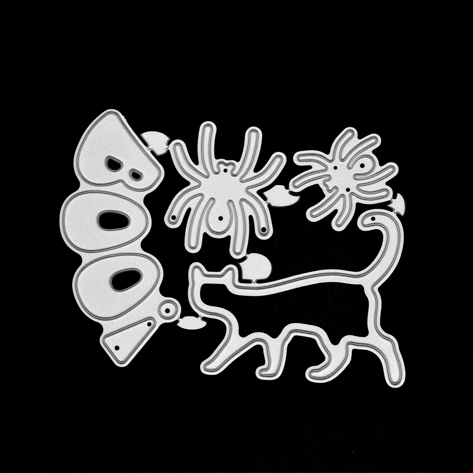 2 Spiders, Cat & "BOO!" Metal Cutting Dies Set, Halloween, Card making Crafts F9