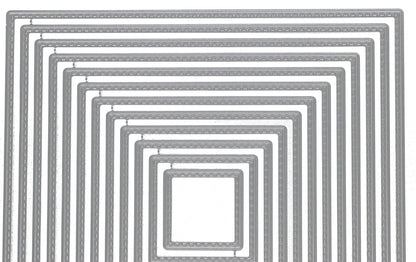 Nest of 12 Square Stitch Patterned Metal Cutting Dies Card Making *UK SELLER* G6