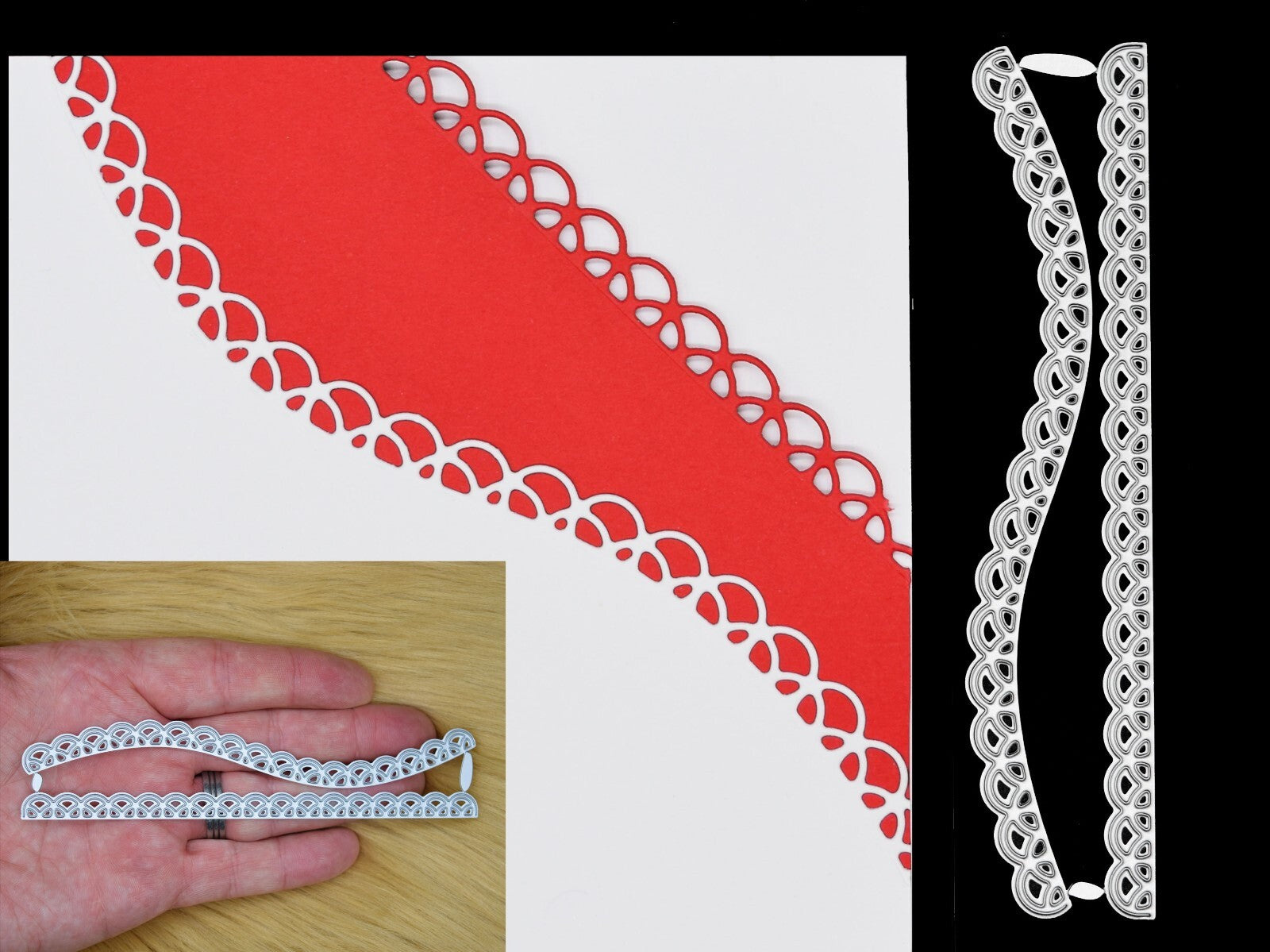 2 Lace Effect Border / Edging Metal Cutting Dies, Card making, Scrapbooking, A2
