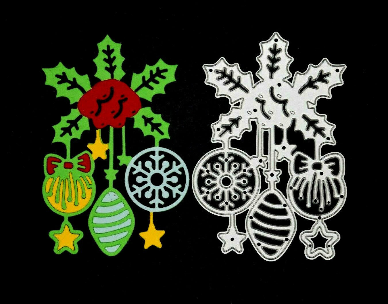 Christmas Holly, Baubles & Decorations Metal Cutting Die, Card Making E3