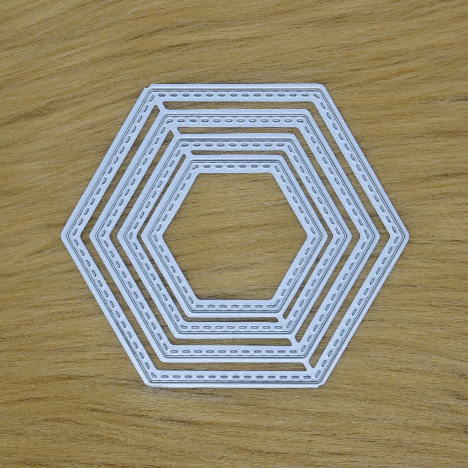 Nest of 4 Hexagon Stitch Patterned Metal Cutting Dies, Card Making, Crafts, J1