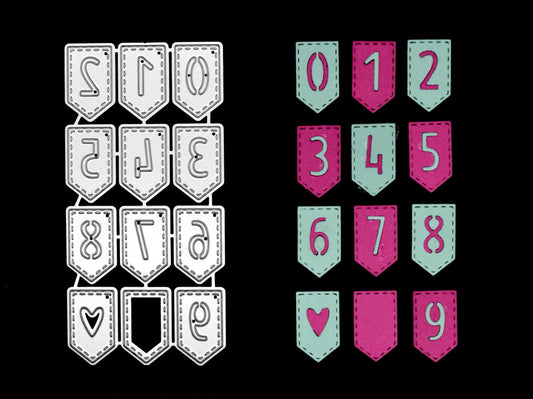 Numbers in Bunting Metal Cutting Dies Set, Card making, Paper Crafts F1