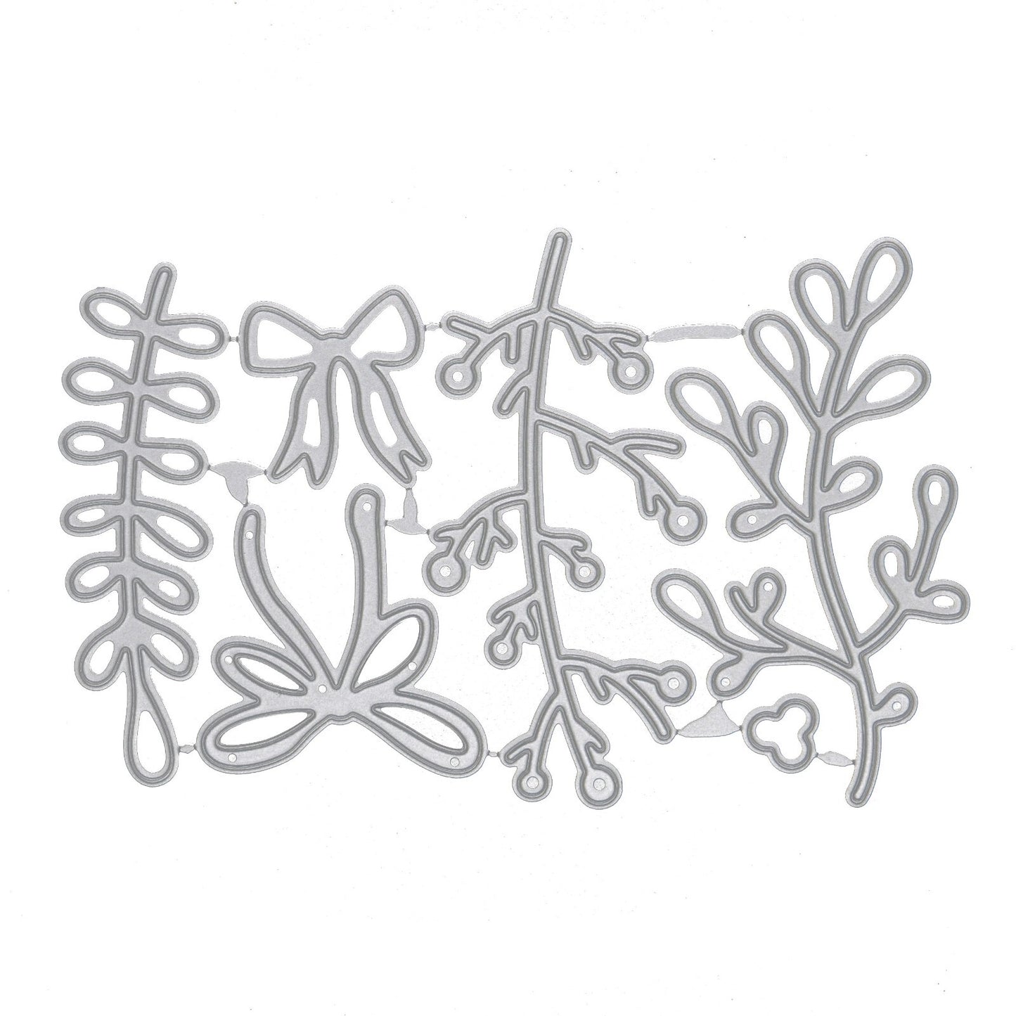 6 Piece Mistletoe & Bow Metal Cutting Die Set, Card Making, Paper Crafts, E7