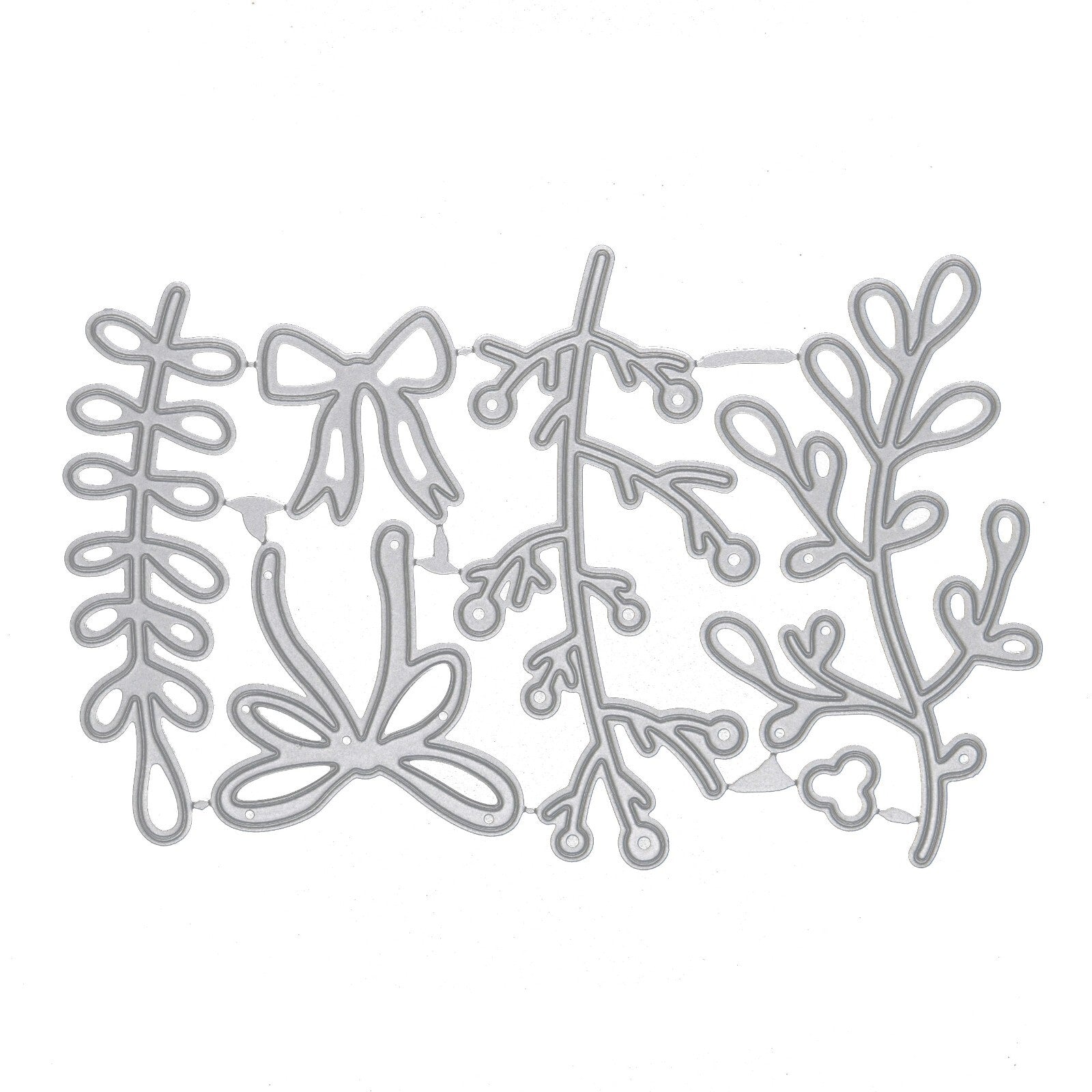 6 Piece Mistletoe & Bow Metal Cutting Die Set, Card Making, Paper Crafts, E7