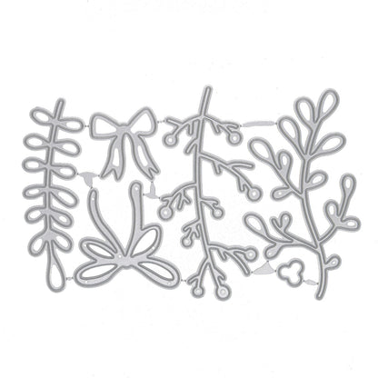 6 Piece Mistletoe & Bow Metal Cutting Die Set, Card Making, Paper Crafts, E7