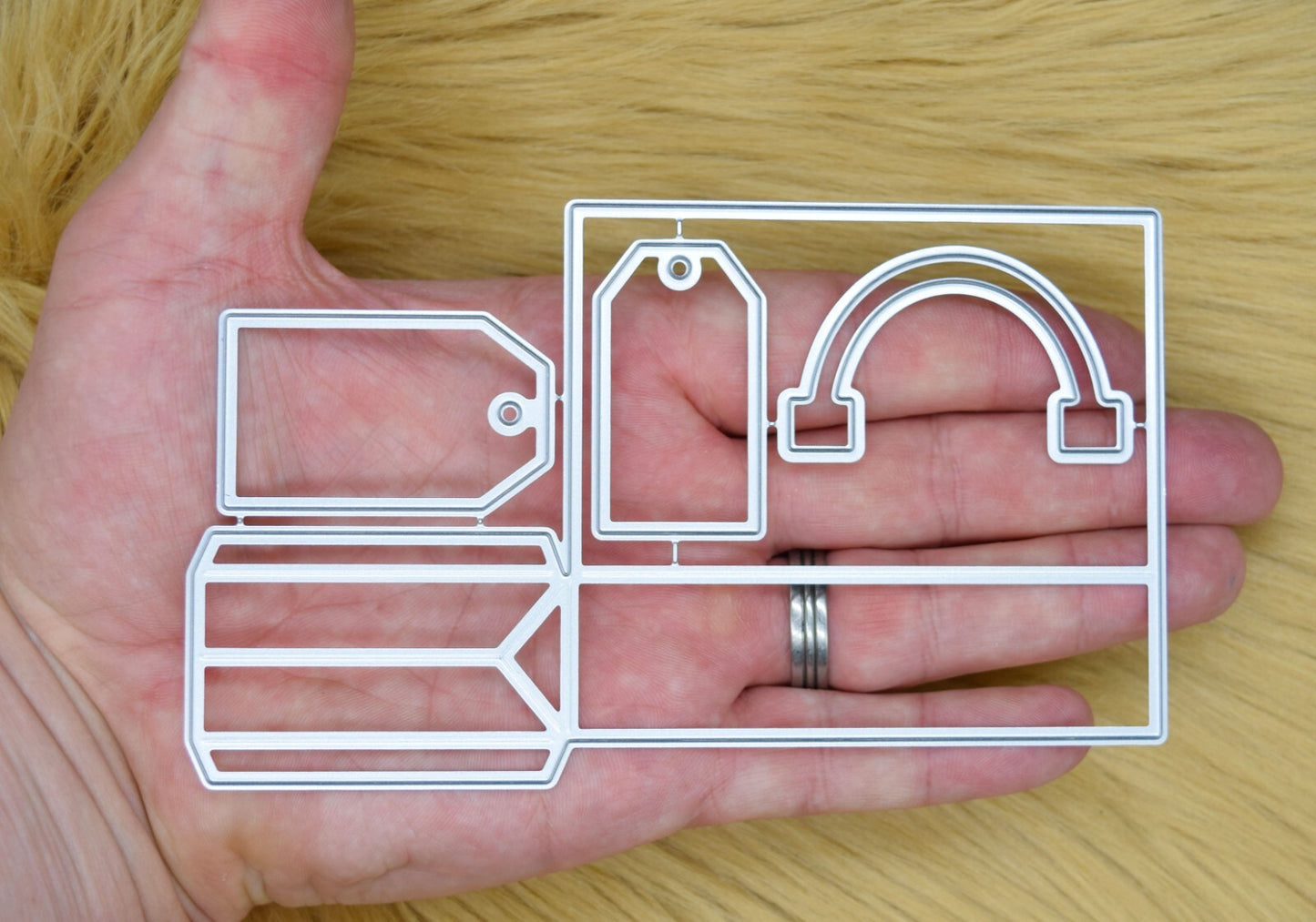 3D Bag With Handles & 2 Tags Cutting Dies Set, Paper Crafts, Gift Creation, I8