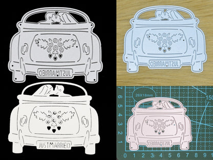 Just Married Newly-Wed Car Metal Cutting Die, Wedding, Mr & Mrs, Card making, I8