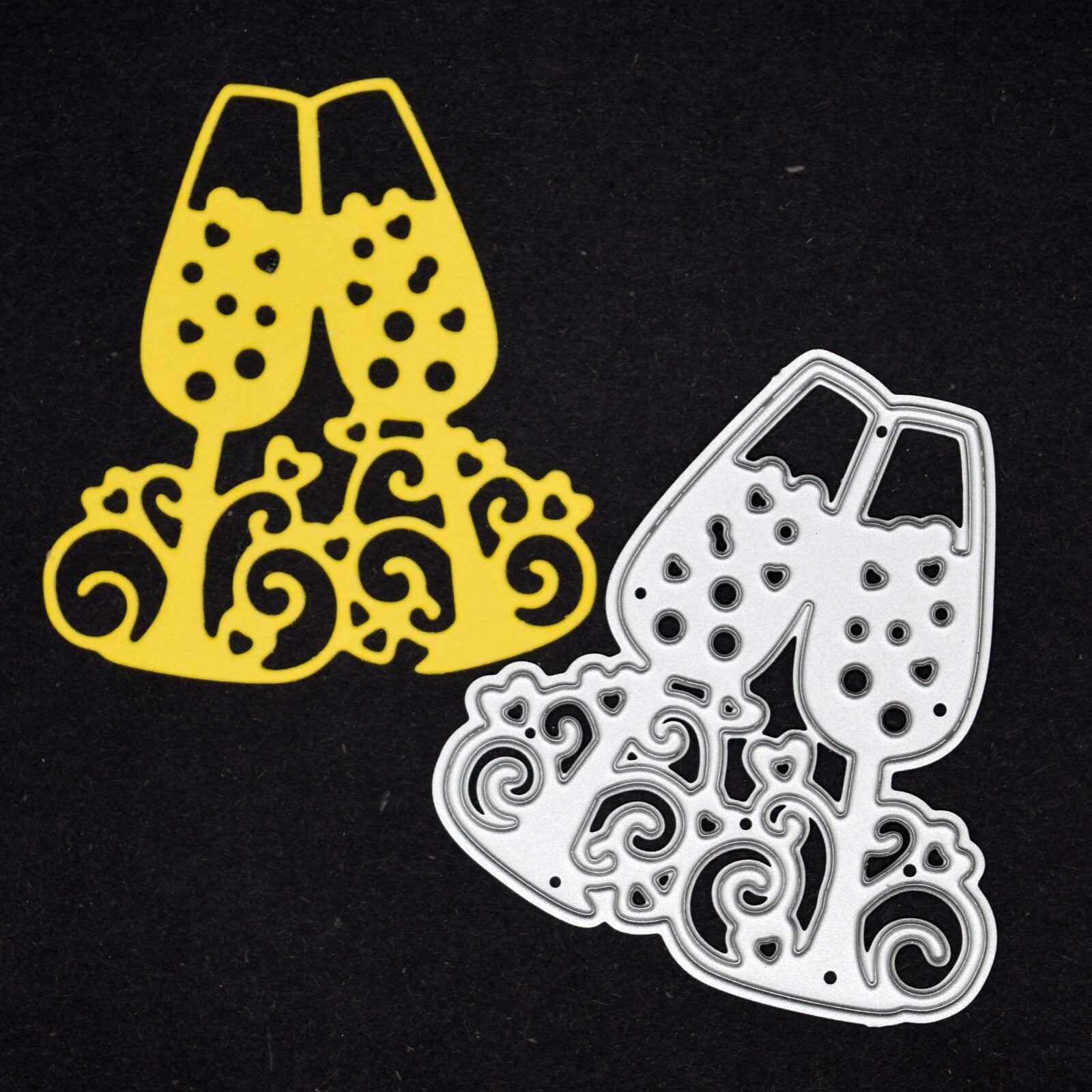 Champagne Flutes Metal Cutting Die, Wedding, Anniversary, Party, Glasses A2