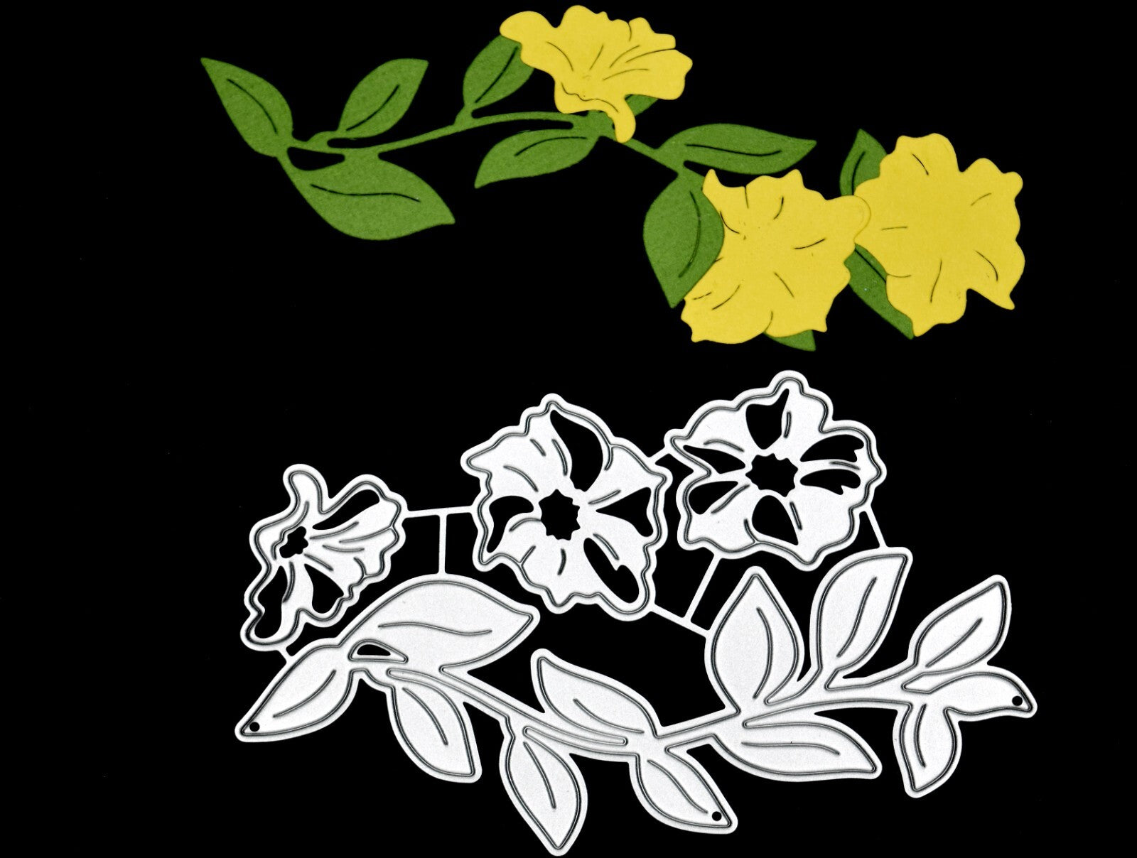 4 Piece Flowers & Leaves Metal Cutting Die Set, Vegetation, Card making F1
