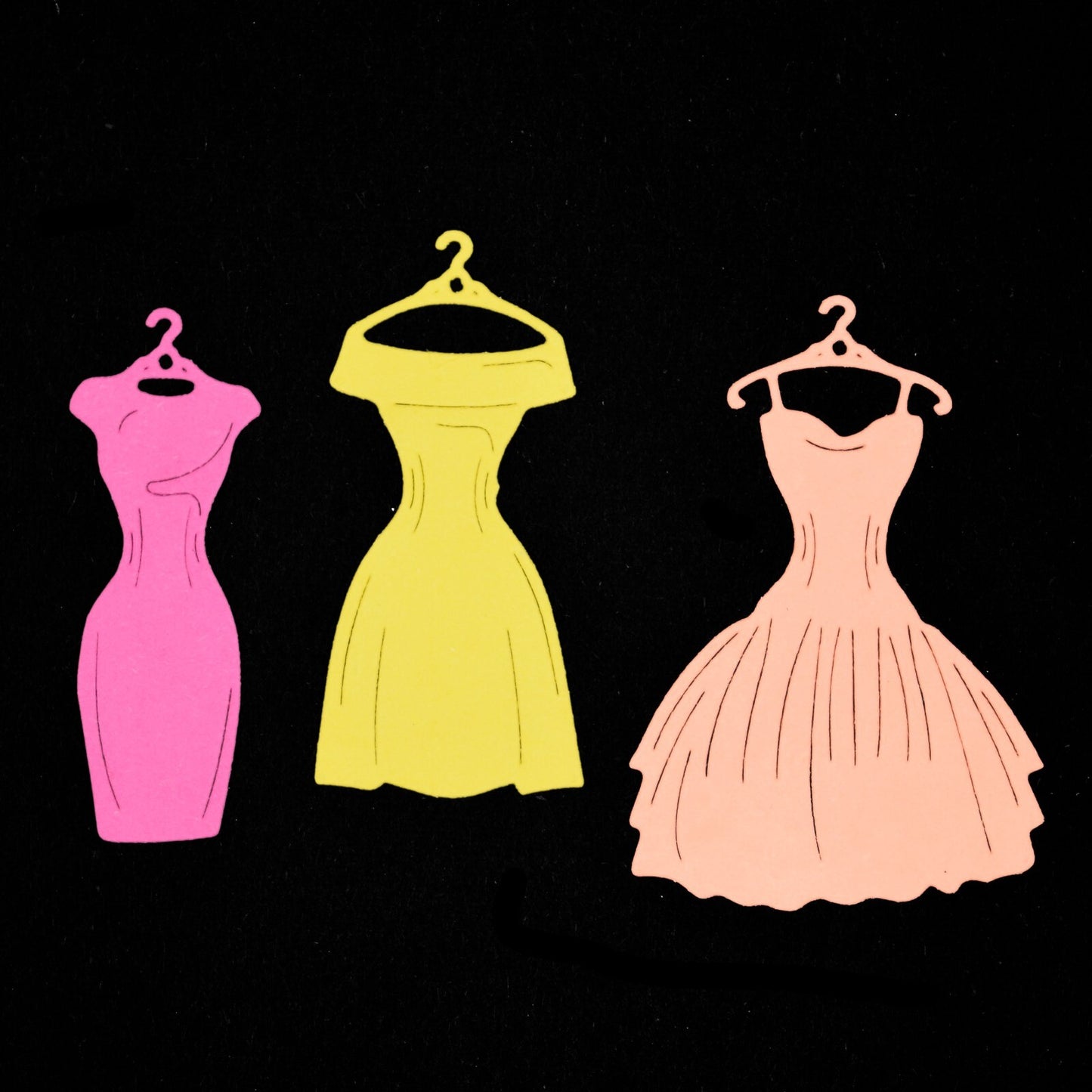 3 Retro Dresses On Hangers Metal Cutting Dies, Card Making, Paper Crafts, A8