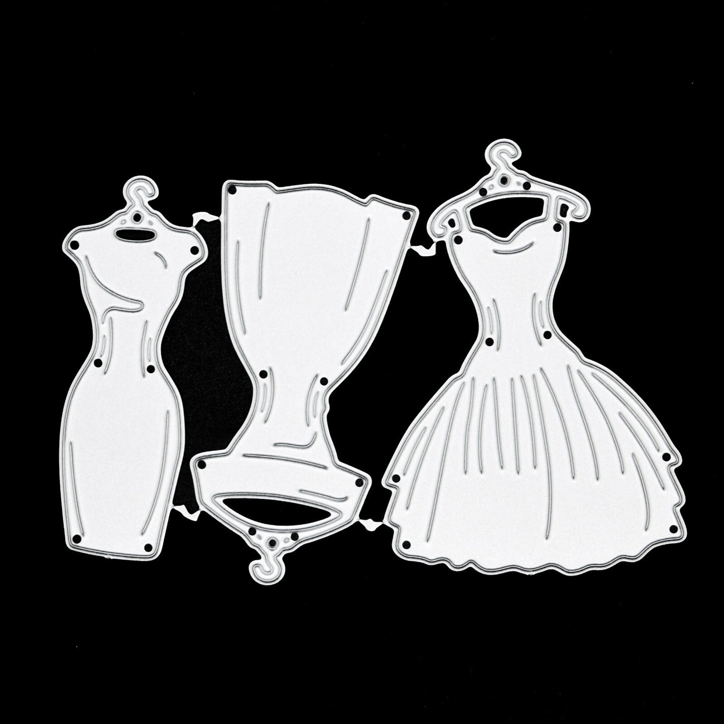 3 Retro Dresses On Hangers Metal Cutting Dies, Card Making, Paper Crafts, A8