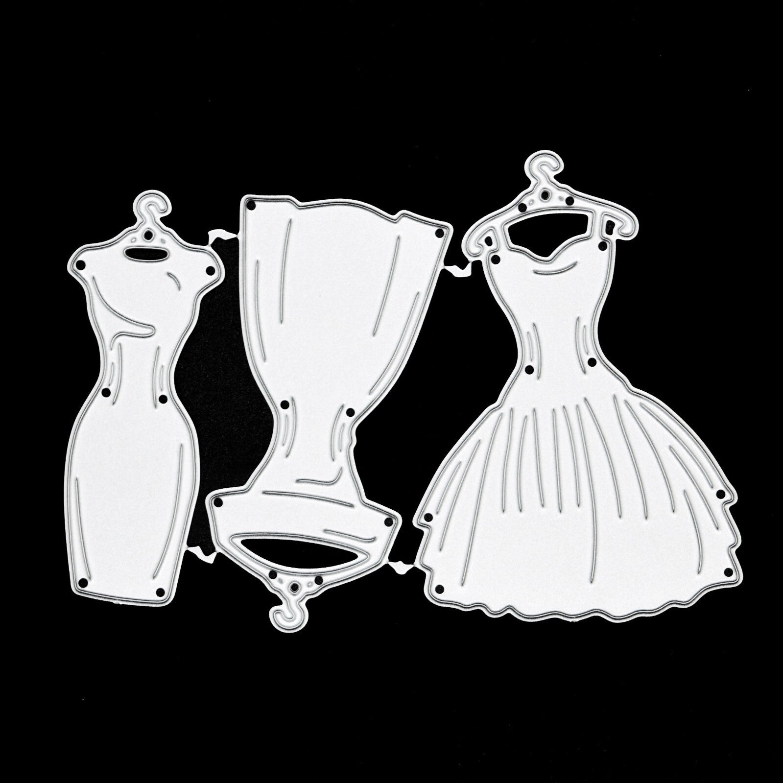 3 Retro Dresses On Hangers Metal Cutting Dies, Card Making, Paper Crafts, A8