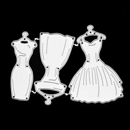 3 Retro Dresses On Hangers Metal Cutting Dies, Card Making, Paper Crafts, A8
