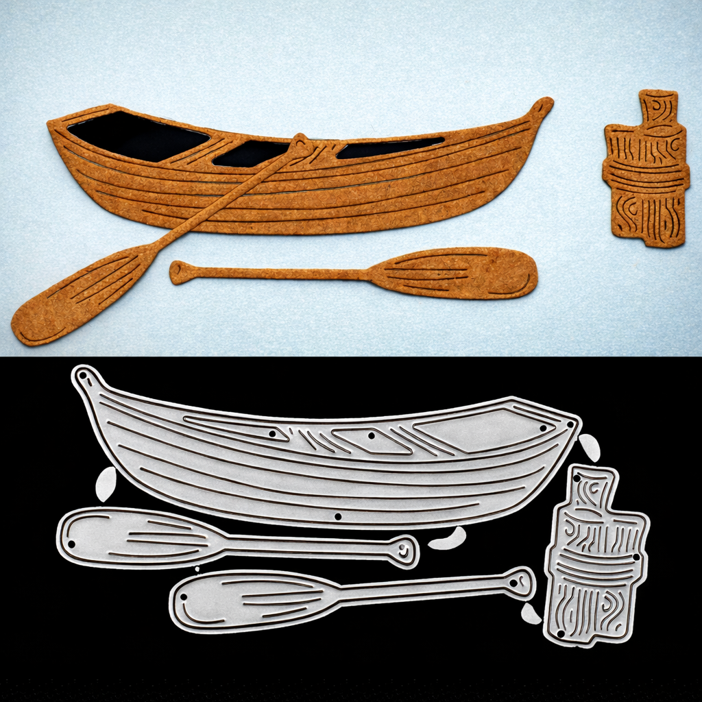 Rowing Boat, Oars & Mooring Post Metal Cutting Dies Set – Nautical Craft Die