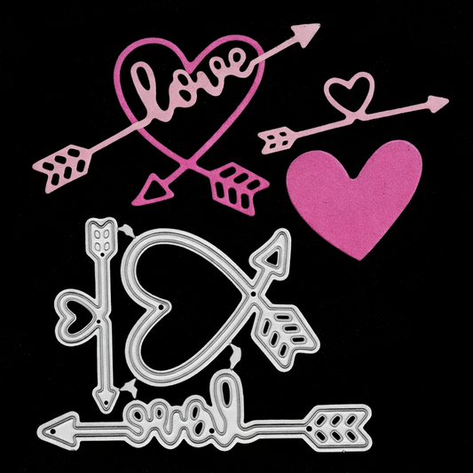 Hearts Love & Cupid Arrow Metal Cutting Dies – Romantic Craft Set