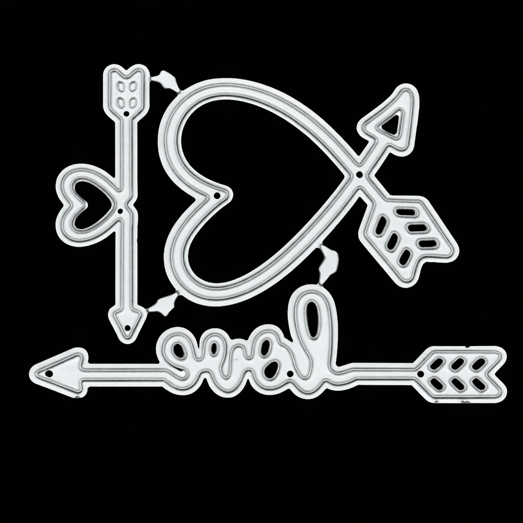 Hearts Love & Cupid Arrow Metal Cutting Dies – Romantic Craft Set