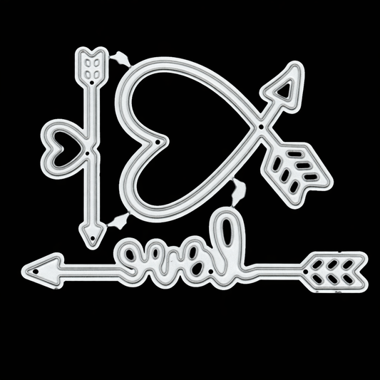 Hearts Love & Cupid Arrow Metal Cutting Dies – Romantic Craft Set