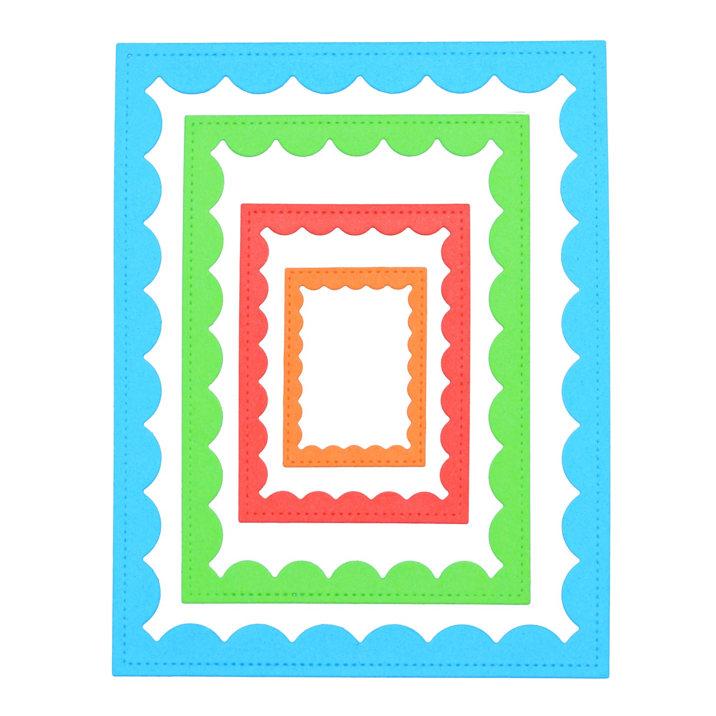 Nest of 4 Rectangle Stitch & Scallop Frame Metal Cutting Dies – Layered Card Frames