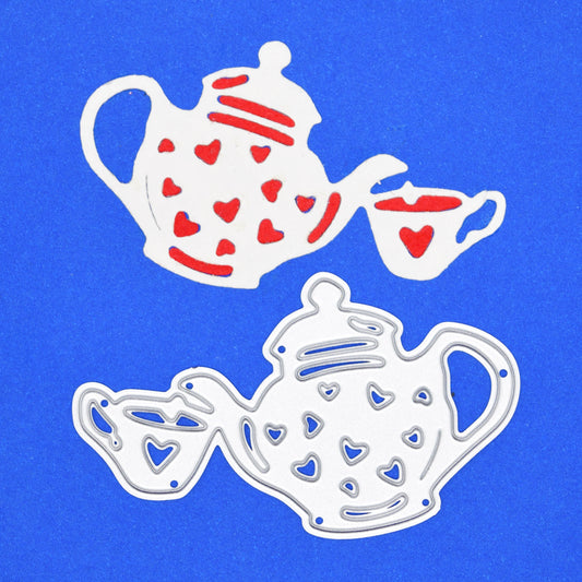 Pouring Teapot & Tea Cup Metal Cutting Die – Heart Tea Design