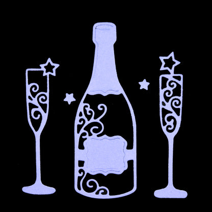 Champagne Bottle & Flute Glasses Metal Cutting Dies – Celebration Set