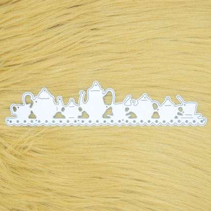 Teapot & Tea Cups Border Metal Cutting Die – Decorative Edge Strip