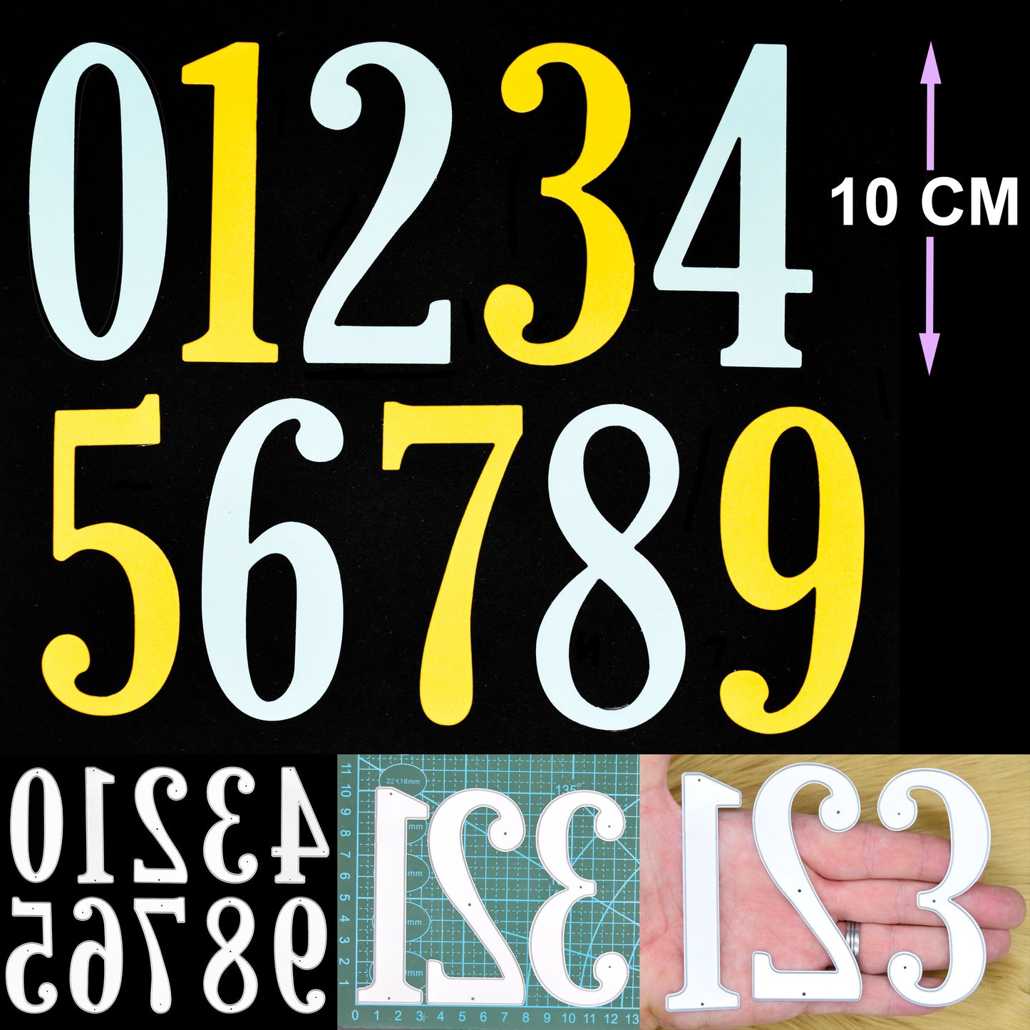 Large Number Metal Cutting Dies 0–9 – 10 cm Numerals Set