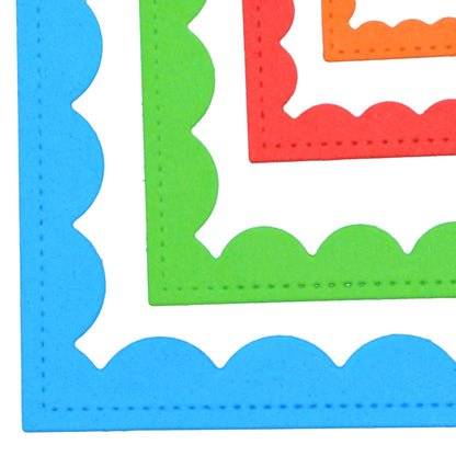 Nest of 4 Rectangle Stitch & Scallop Frame Metal Cutting Dies – Layered Card Frames