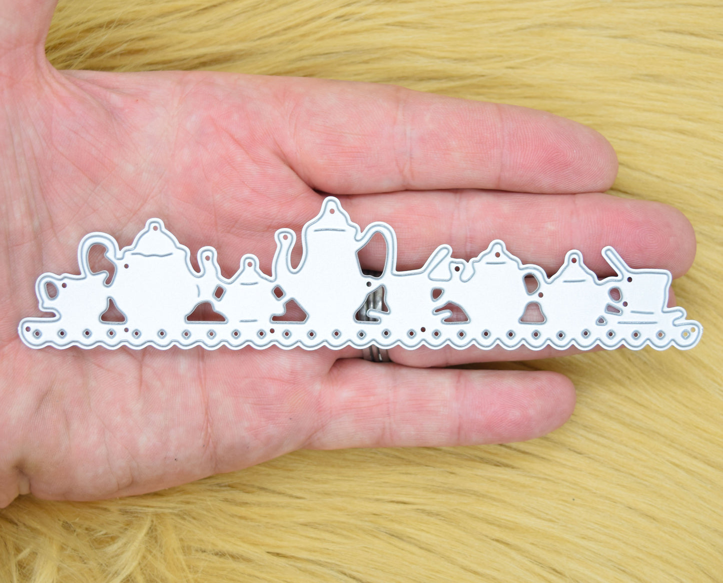 Teapot & Tea Cups Border Metal Cutting Die – Decorative Edge Strip