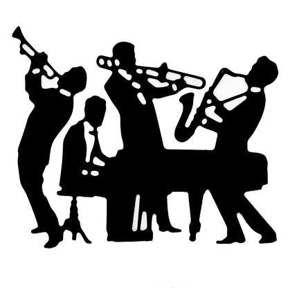 Jazz Band Silhouette Metal Cutting Die – Swing Music Piano & Brass