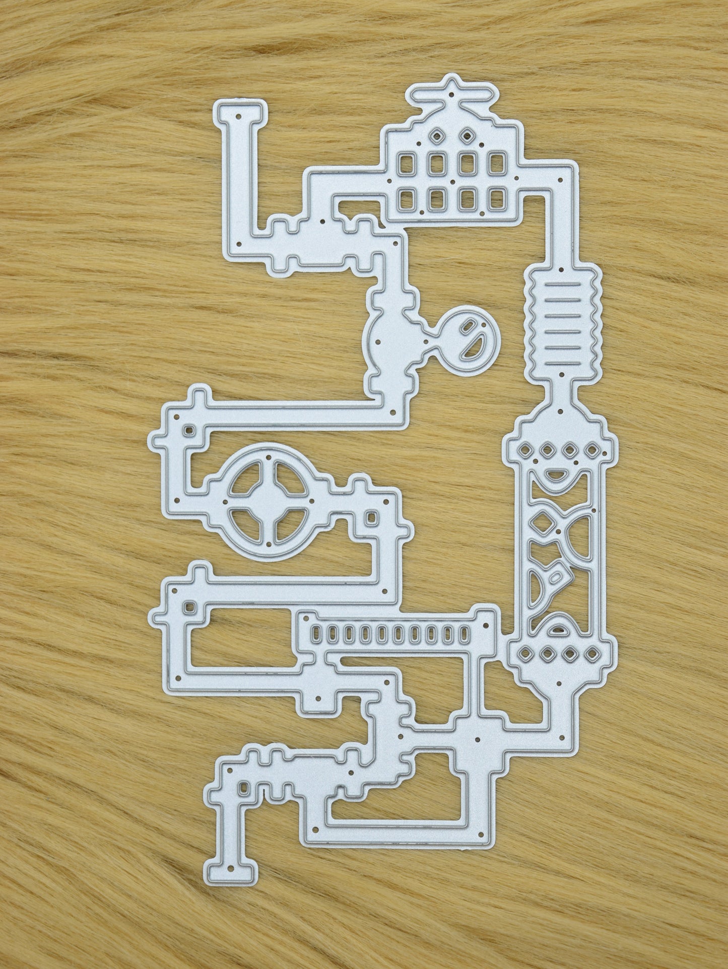 Steampunk Pipes & Valves Metal Cutting Die – Industrial Gear Panel