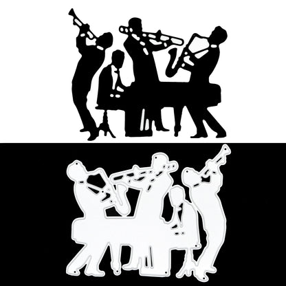 Jazz Band Silhouette Metal Cutting Die – Swing Music Piano & Brass