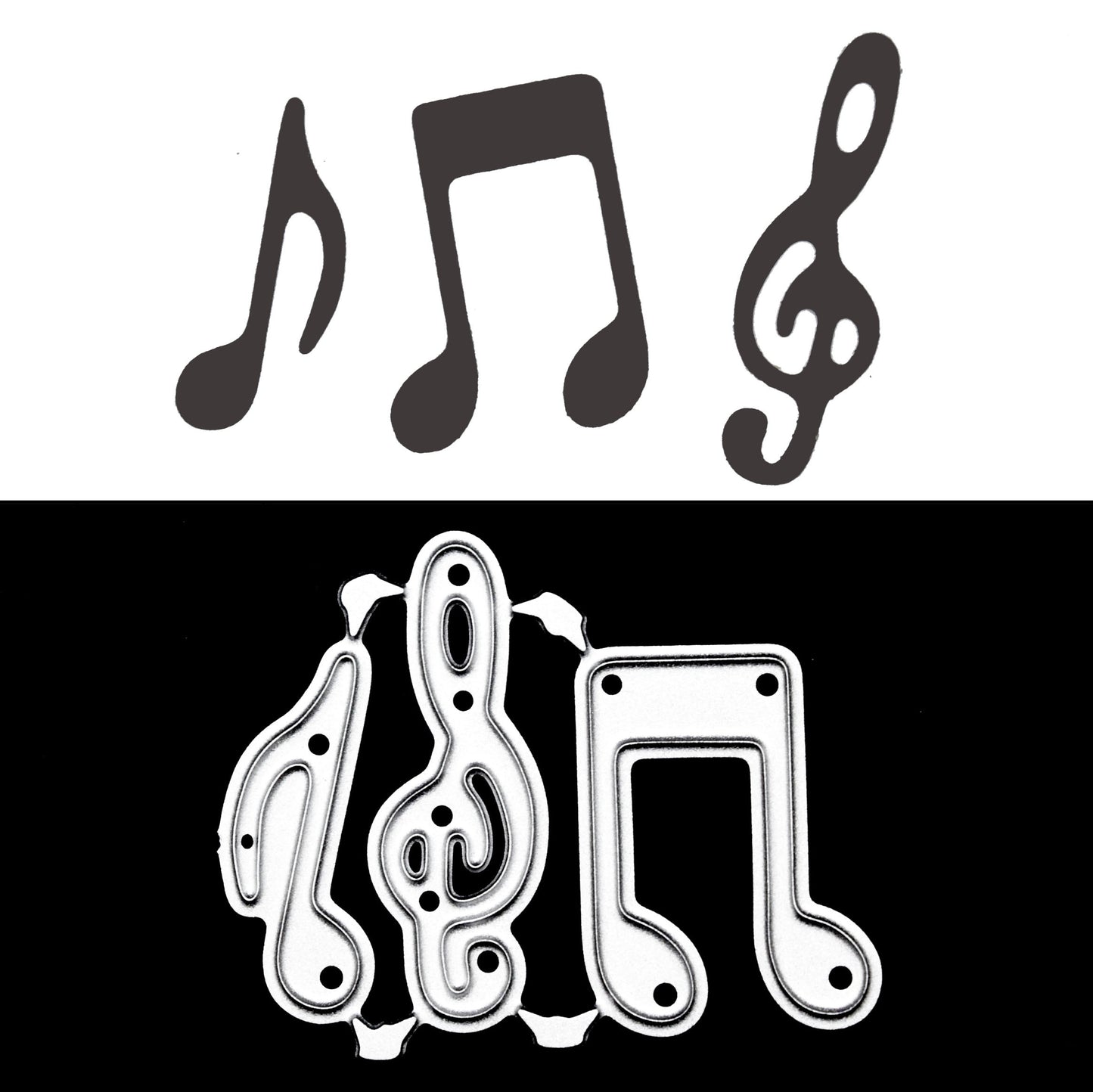 Musical Symbols Metal Cutting Dies Set – Music Notes Card Making Dies (3 Piece)
