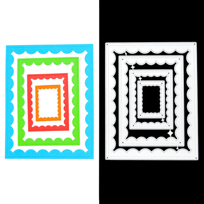 Nest of 4 Rectangle Stitch & Scallop Frame Metal Cutting Dies – Layered Card Frames