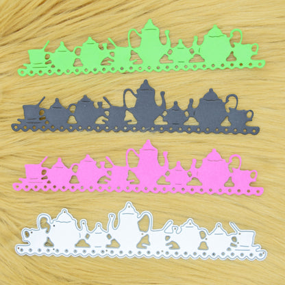 Teapot & Tea Cups Border Metal Cutting Die – Decorative Edge Strip