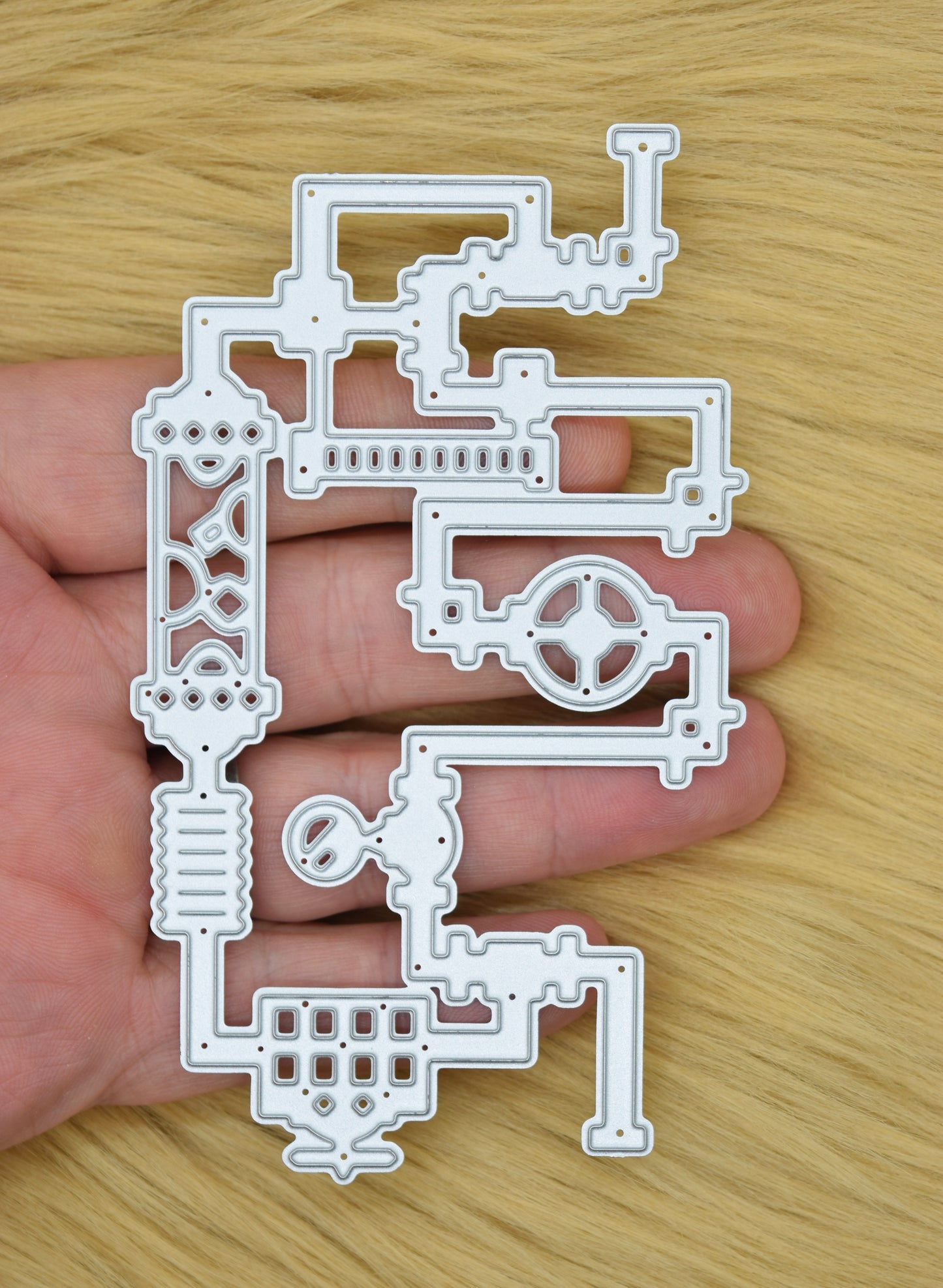 Steampunk Pipes & Valves Metal Cutting Die – Industrial Gear Panel